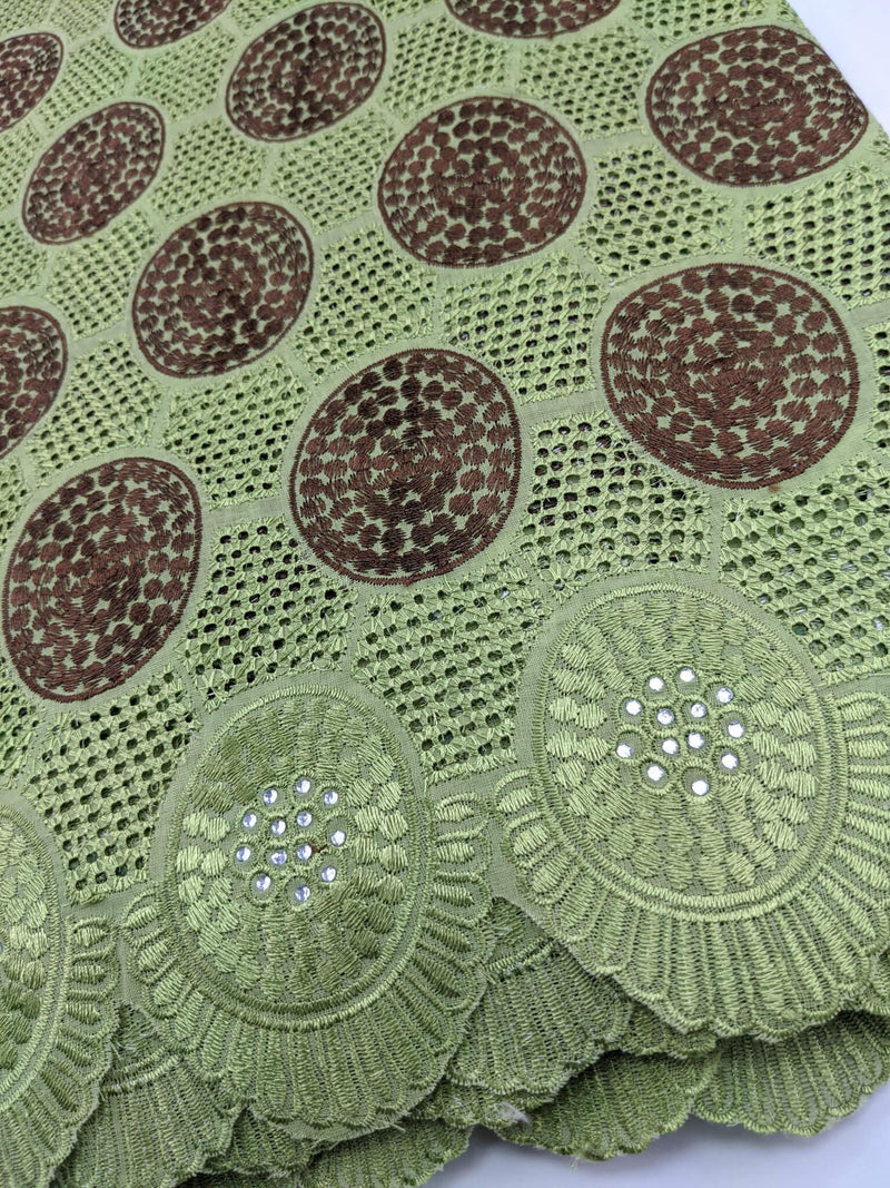 Brown & Green Cotton Lace
