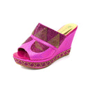Pink & Gold Silver Wedge Sandal Slippers