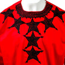 Red Embroidered Long Sleeve Top