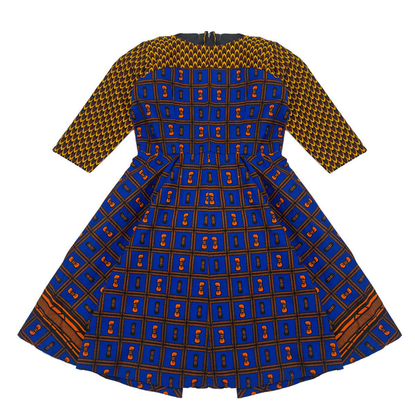 Girls Blue & Yellow Mix-Match Dress