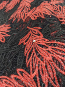 Black & Red French Net Lace