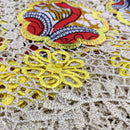 Yellow & Red African Wax with Cord Lace Fabric - 5 yards