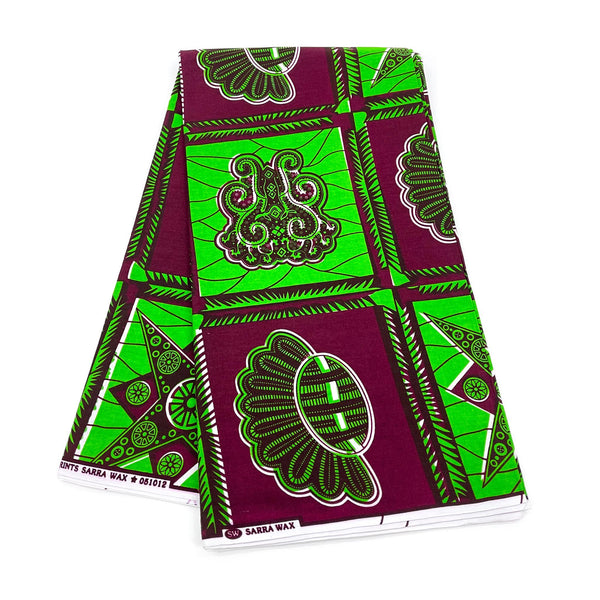 Green & Purple Wax Print Fabric - 6 Yards