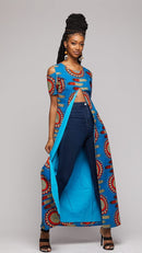 $$Blue Tunic Wax Print Dress - AFRIKAN ATTIRE - african_clothing - Apparel - african_attireAFRIKAN ATTIRE - african_fashion