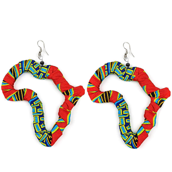 Handmade Kitenge Map of Africa Earrings
