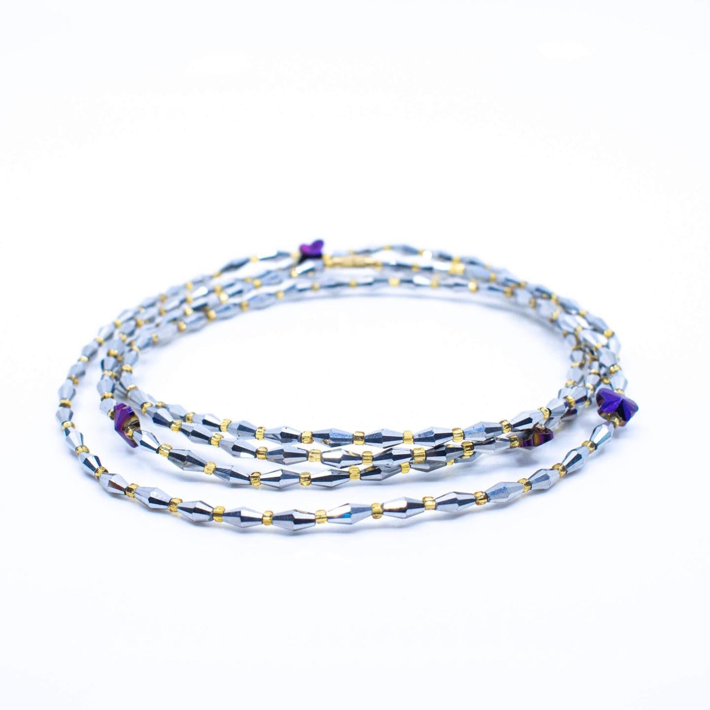 Grey Glass Waist Beads