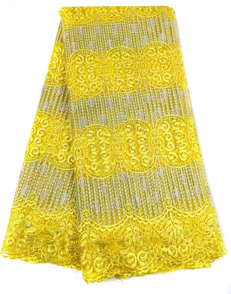 Yellow & Silver Net Lace