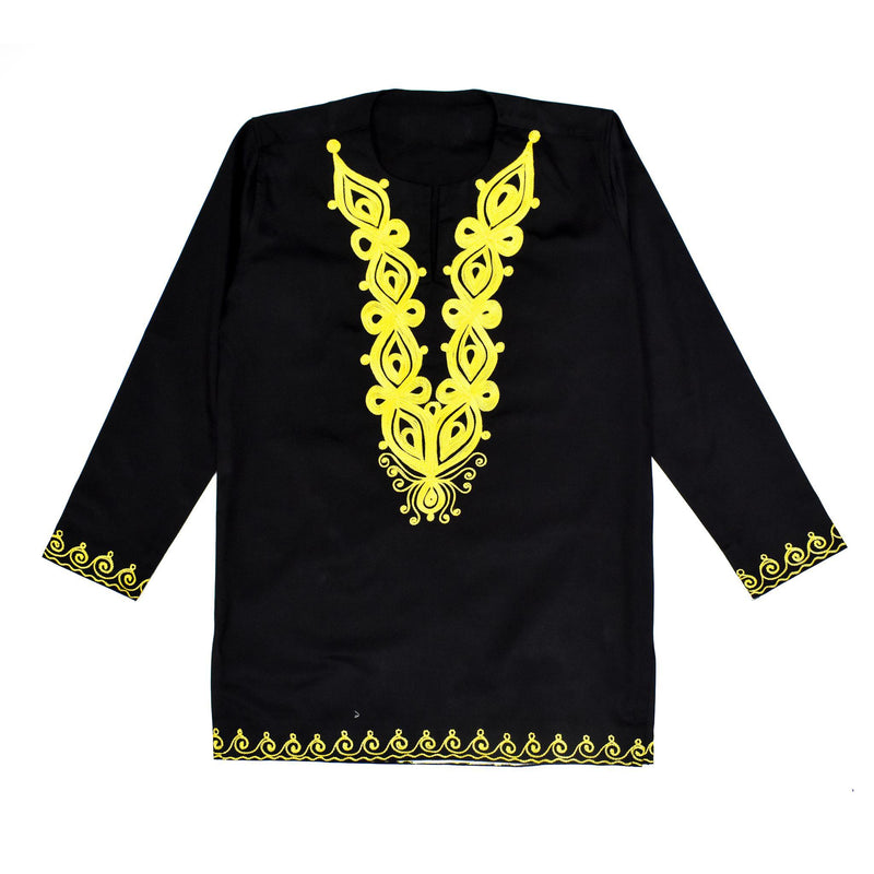Black Embroidered Long Sleeve Top
