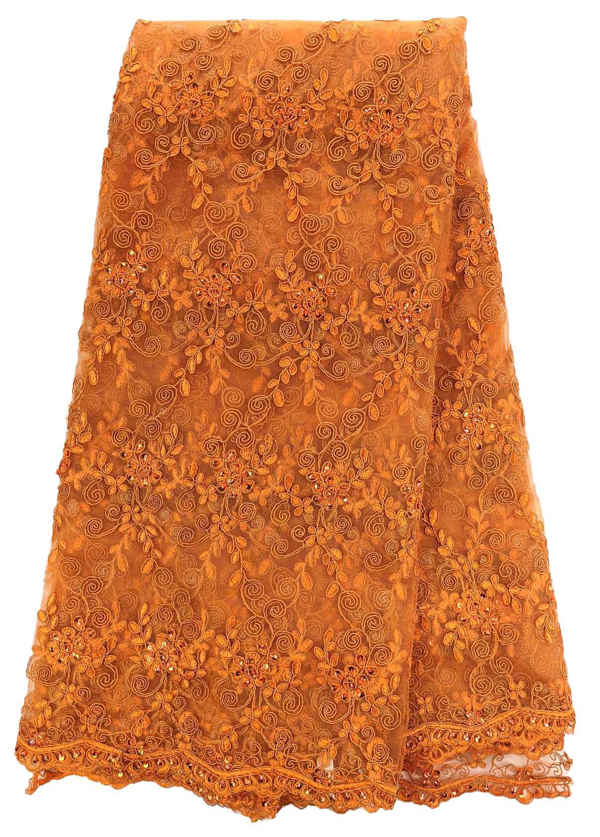 Orange French Net Lace