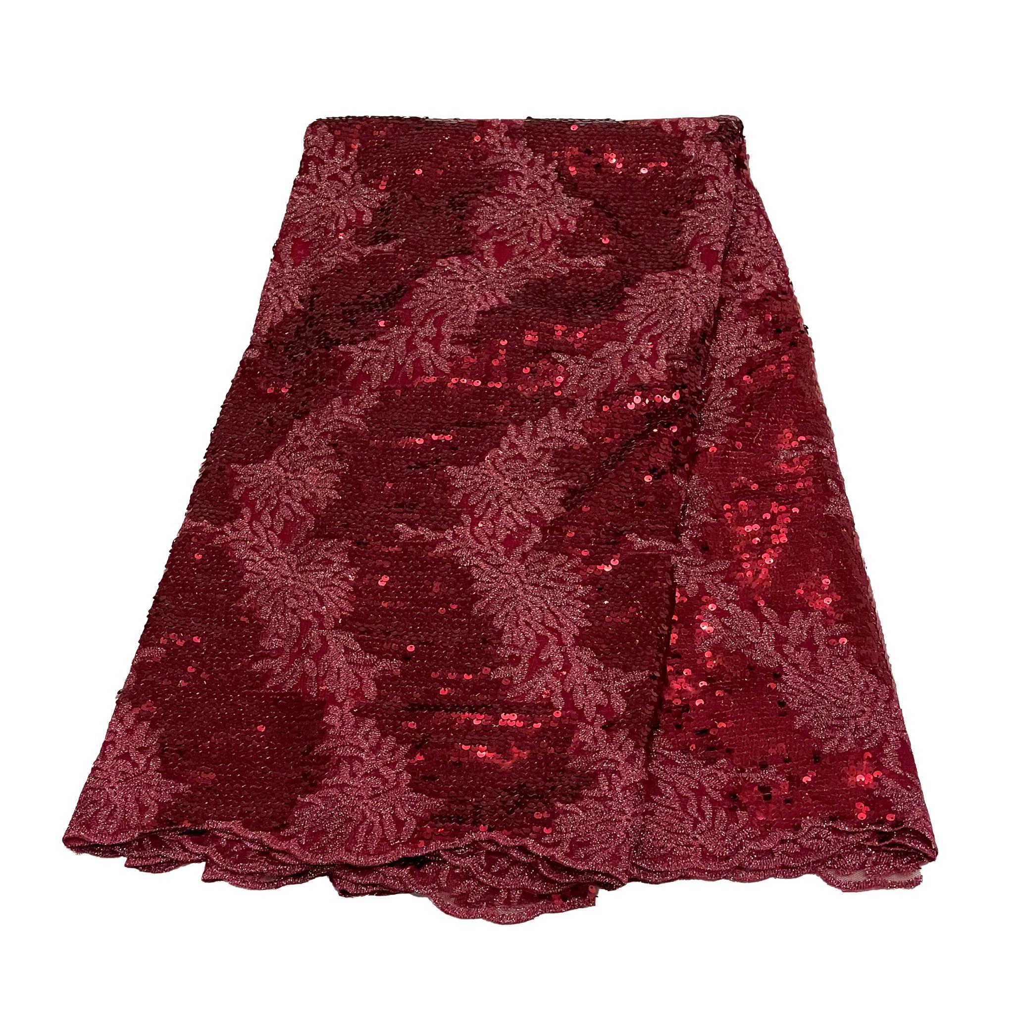 Burgundy Sequin Lace