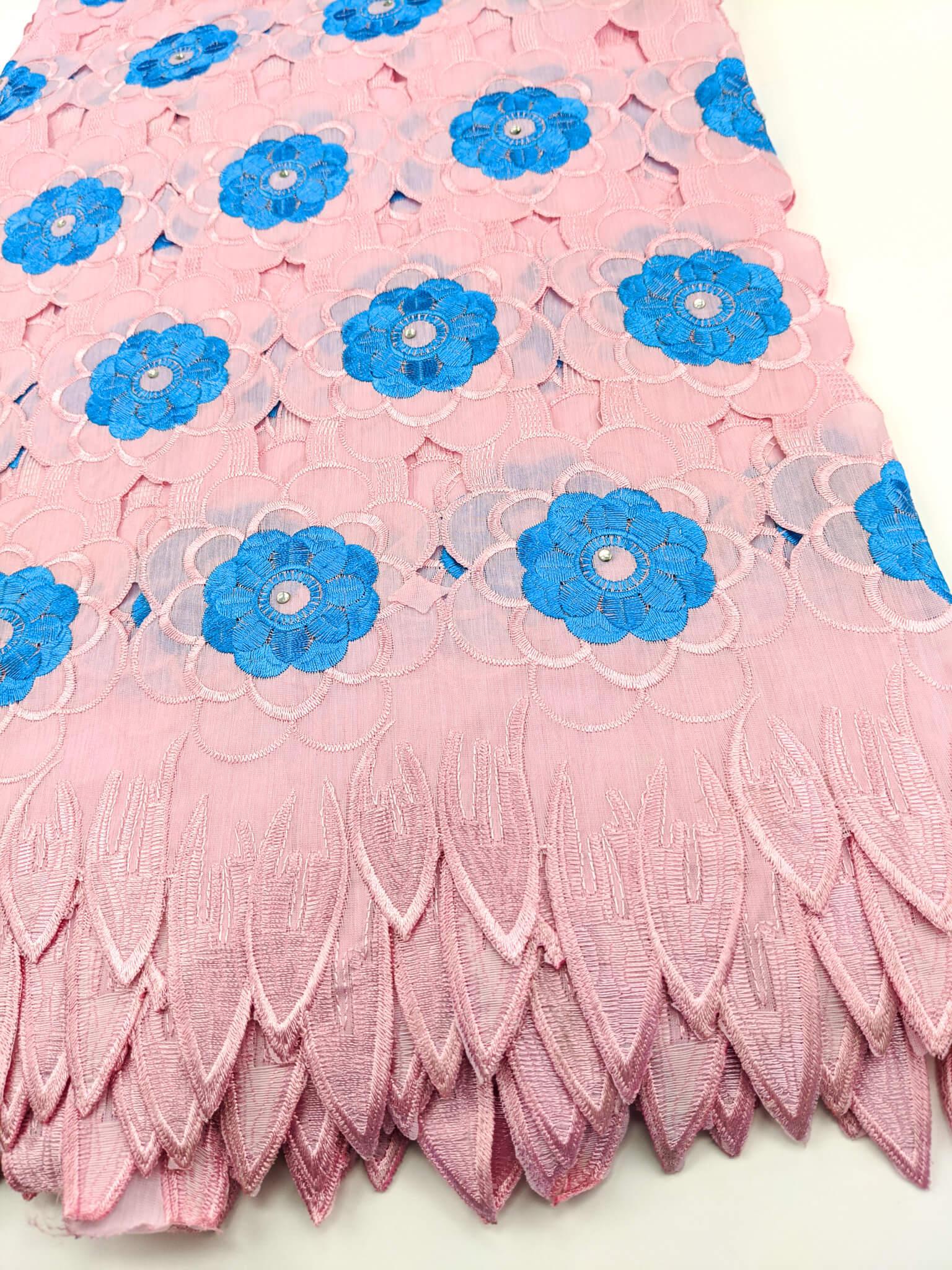 Pink & Blue Handcut Cotton Lace