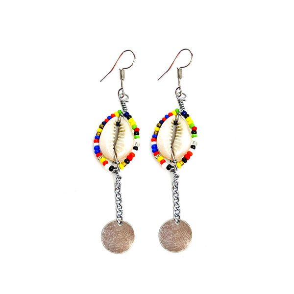 Multicolored Cowrie Shell Drop Earring