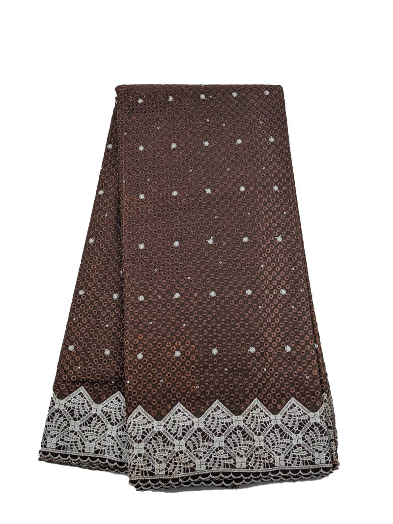 Brown & Silver Cotton Dry Lace
