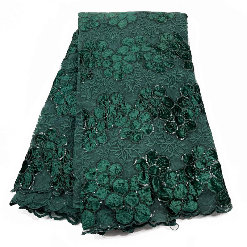 Green Velvet Net Lace