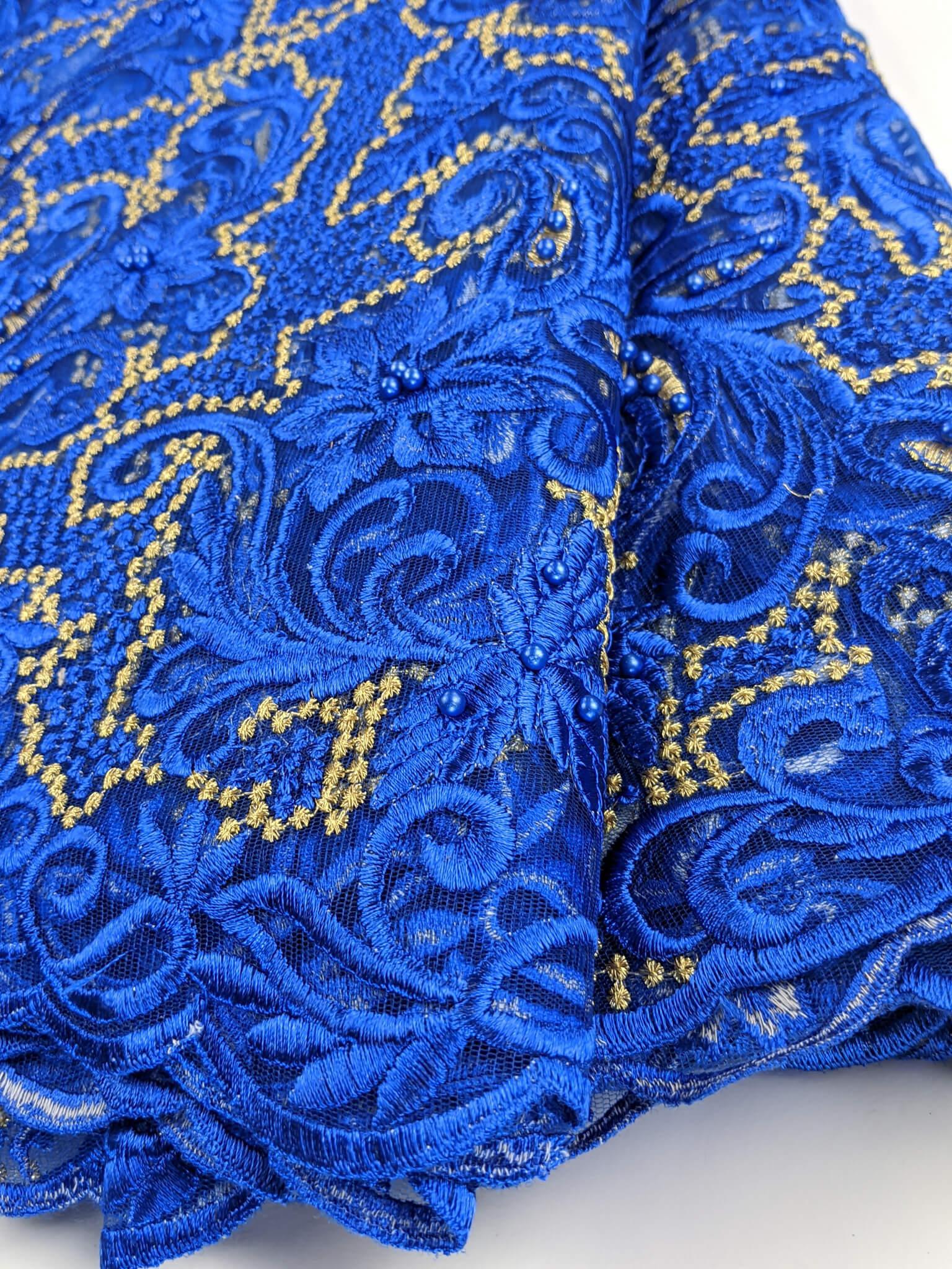 Blue & Gold French Lace