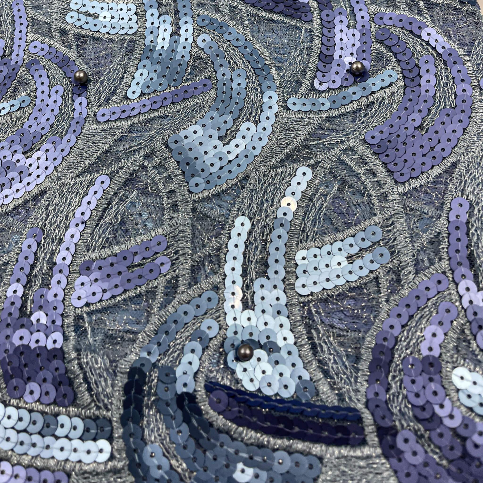 Blue Sequenced Net Lace
