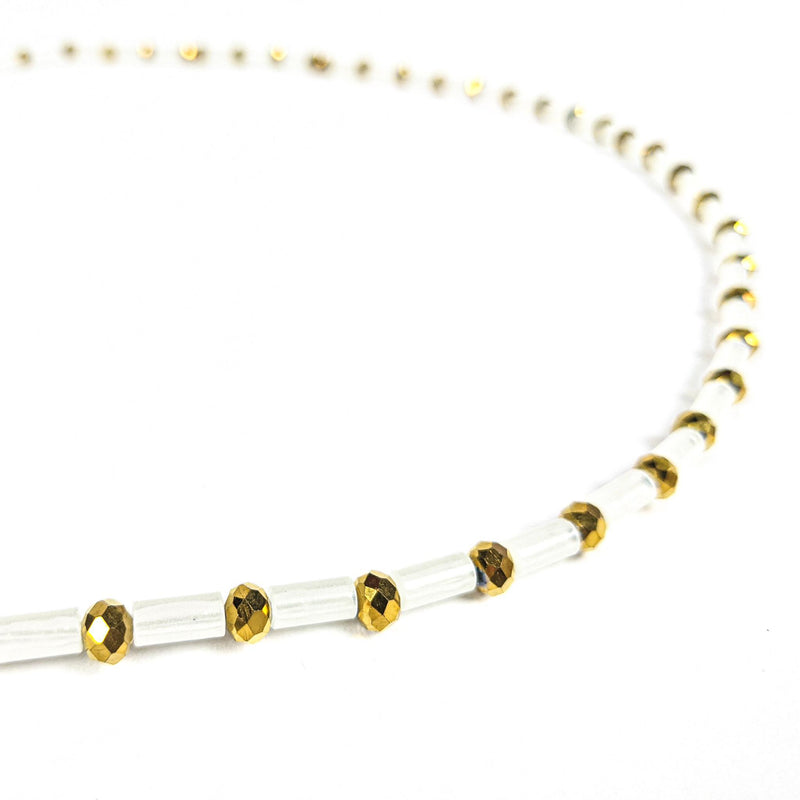 White & Gold Elastic Waist Beads