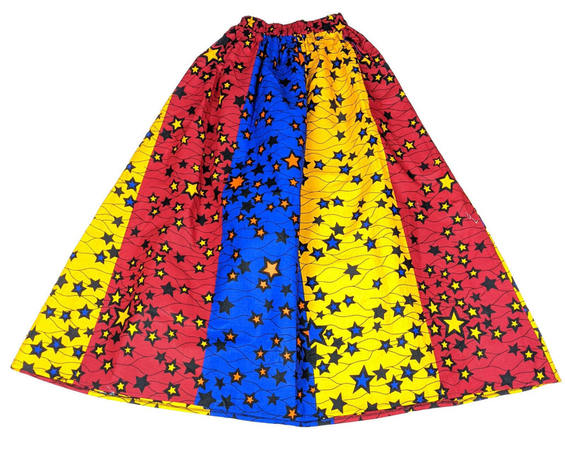 Star Print Multicolored Wax Long Skirt