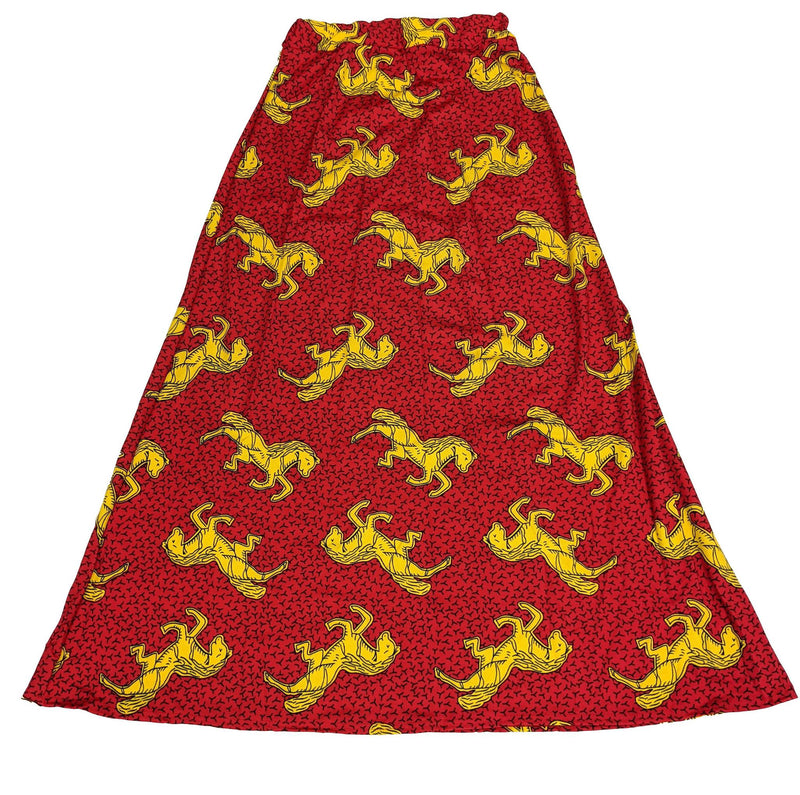 Red & Yellow Print Long Skirt