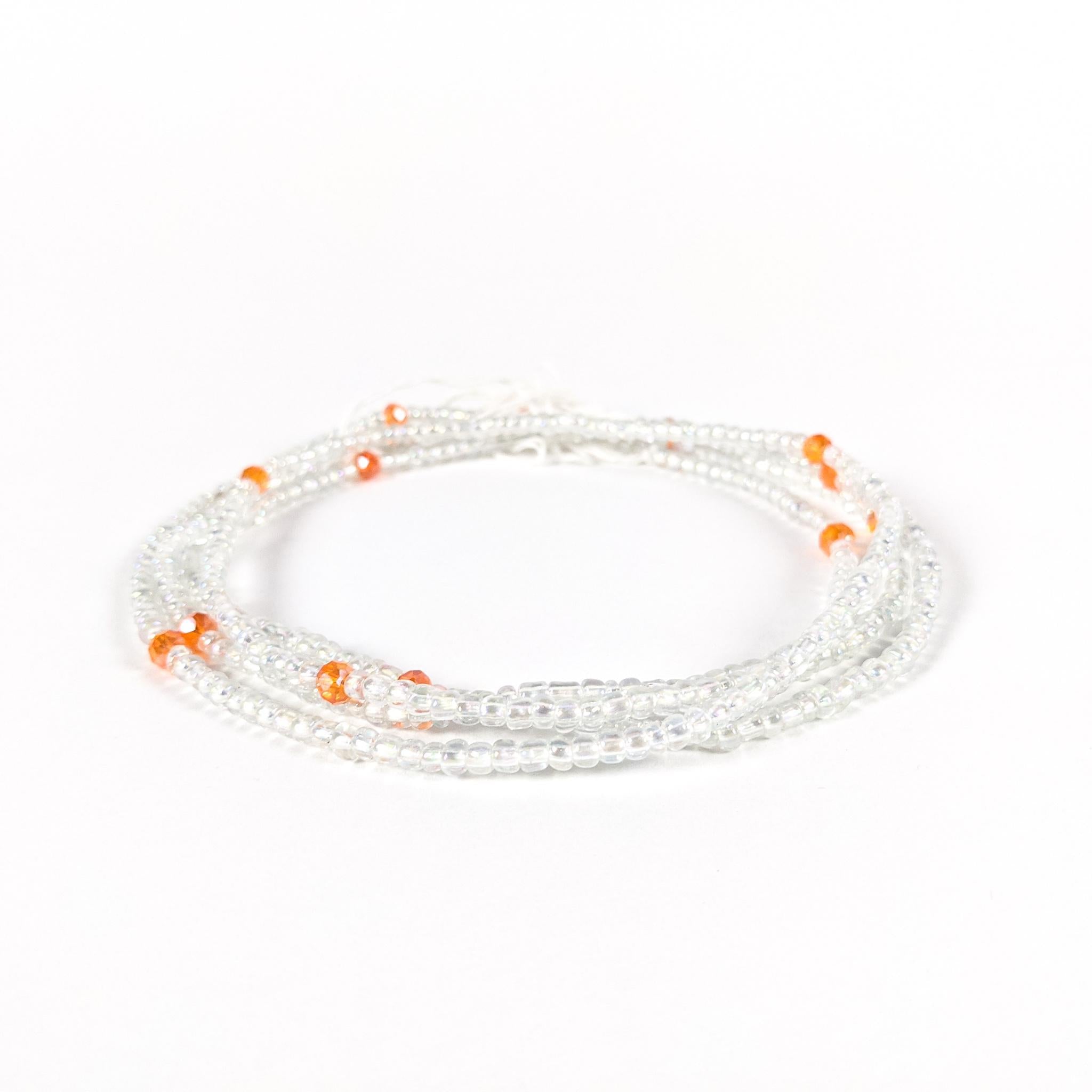 Clear & Orange String Tie Waist Beads