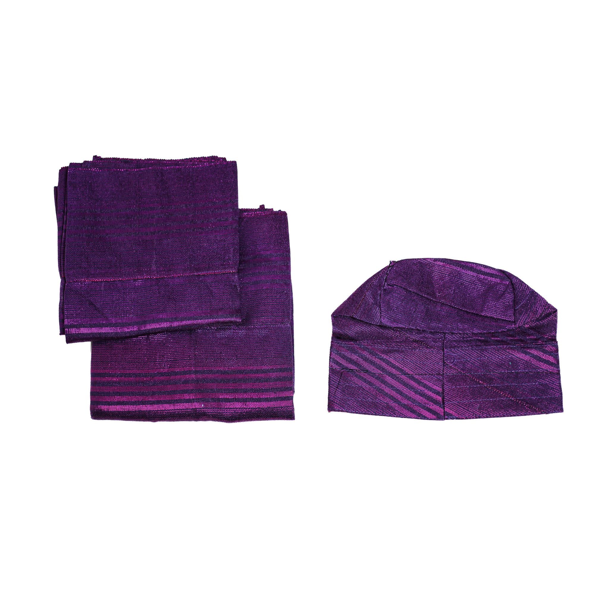 Purple 3pc Aso-Oke Set