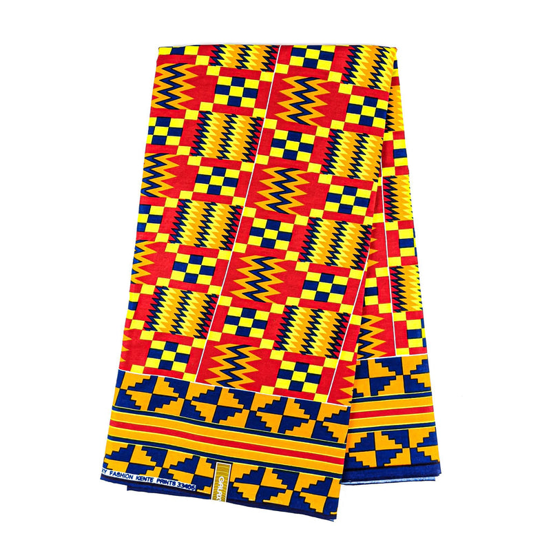 Obaakofo Mmu Man Kente Wax Print Fabric - 6 Yards