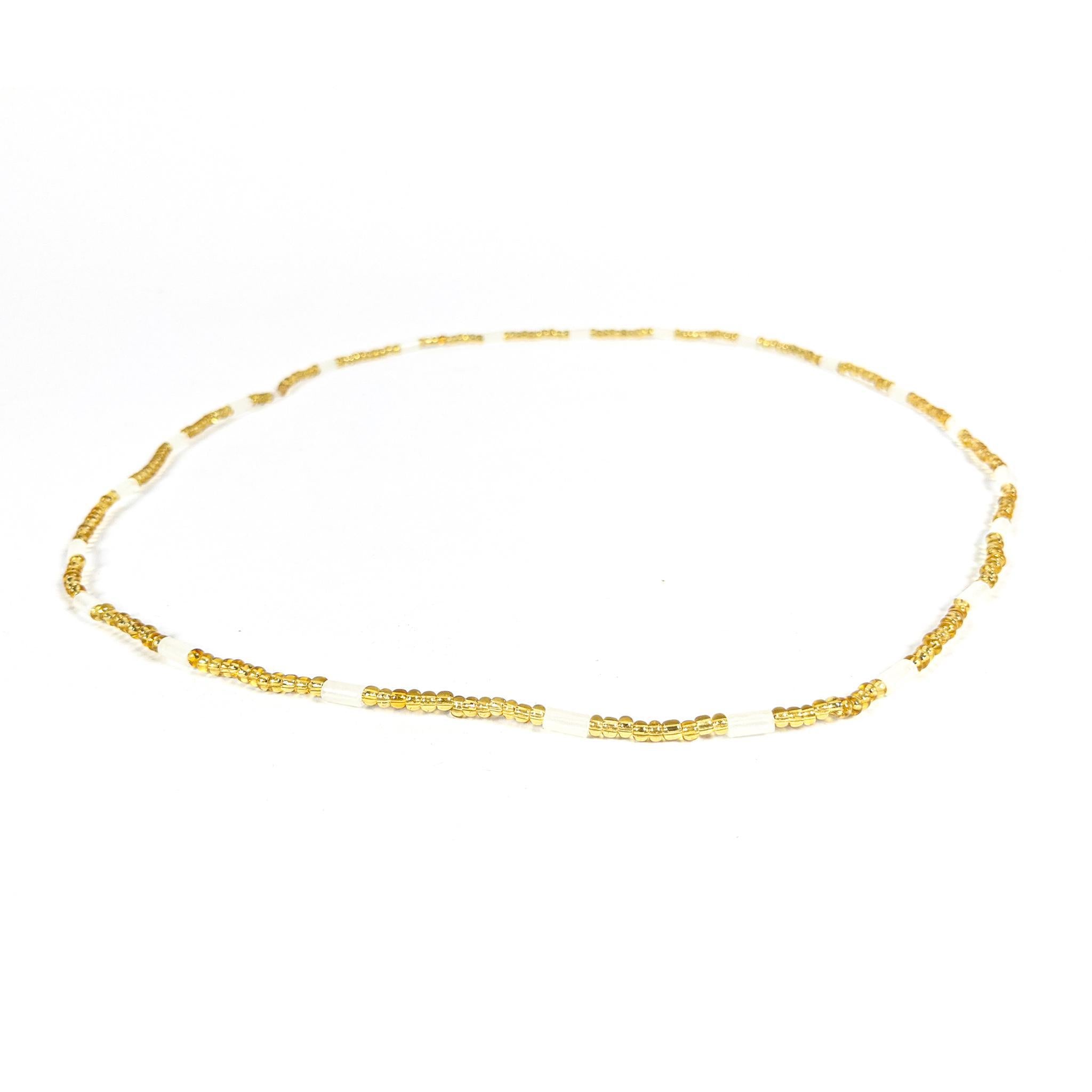 Gold & White Elastic Waist Beads
