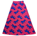 Pink & Blue Horse Print Long Skirt