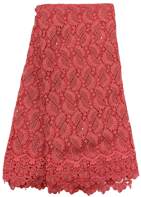 Red Heavy Guipure Lace