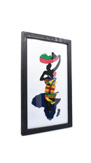Framed African Folk Art "Mother Backing Infant" - AFRIKAN ATTIRE -