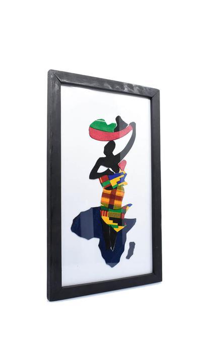 Framed African Folk Art "Mother Backing Infant" - AFRIKAN ATTIRE -