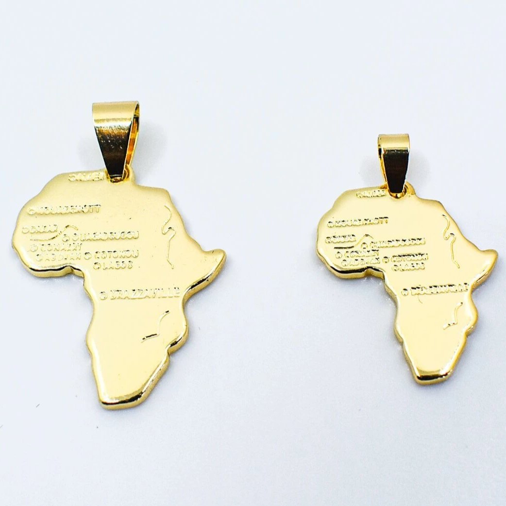 Gold Map of Africa Necklace - AFRIKAN ATTIRE - #african_clothing -