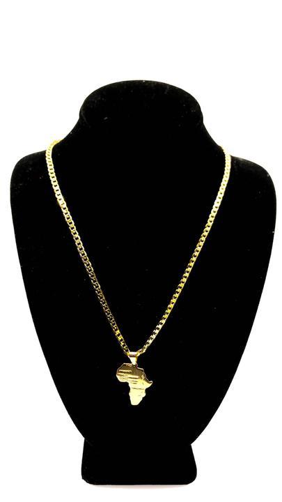 Gold Map of Africa Pendant Chain - AFRIKAN ATTIRE - #african_clothing -