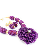 Purple And Gold Beaded Necklace - AFRIKAN ATTIRE - african_clothing - - african_attireAFRIKAN ATTIRE - african_fashion