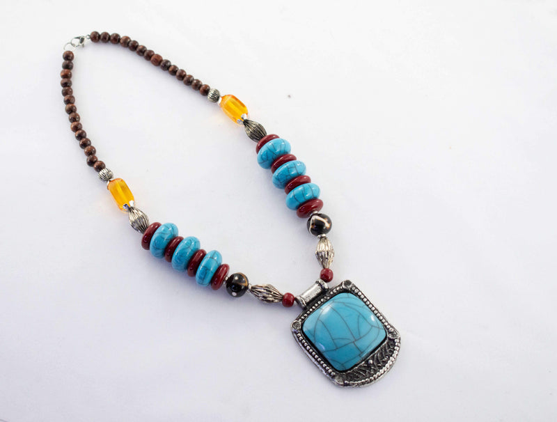 Tribal Turquoise Beaded Necklace Set - AFRIKAN ATTIRE -