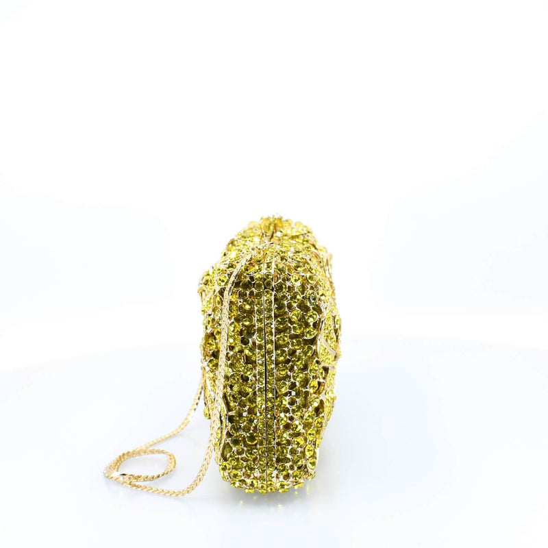 Yellow Crystal Floral Clutch Purse - AFRIKAN ATTIRE -